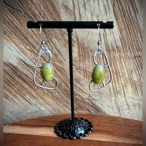 VTG Sterling Silver Earrings with Green Stones